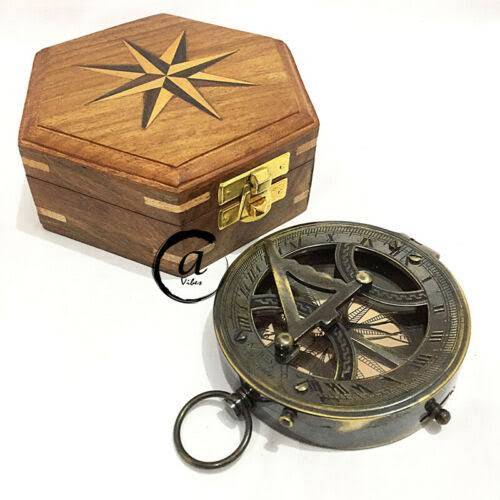 Vintage Brass Sundial Compass in Nagina, Uttar Pradesh - Ideal for Navigation Enthusiasts-https://media.vyaparify.com/vcards/products/487902/product_1768546632_6969e14807c25.png Image