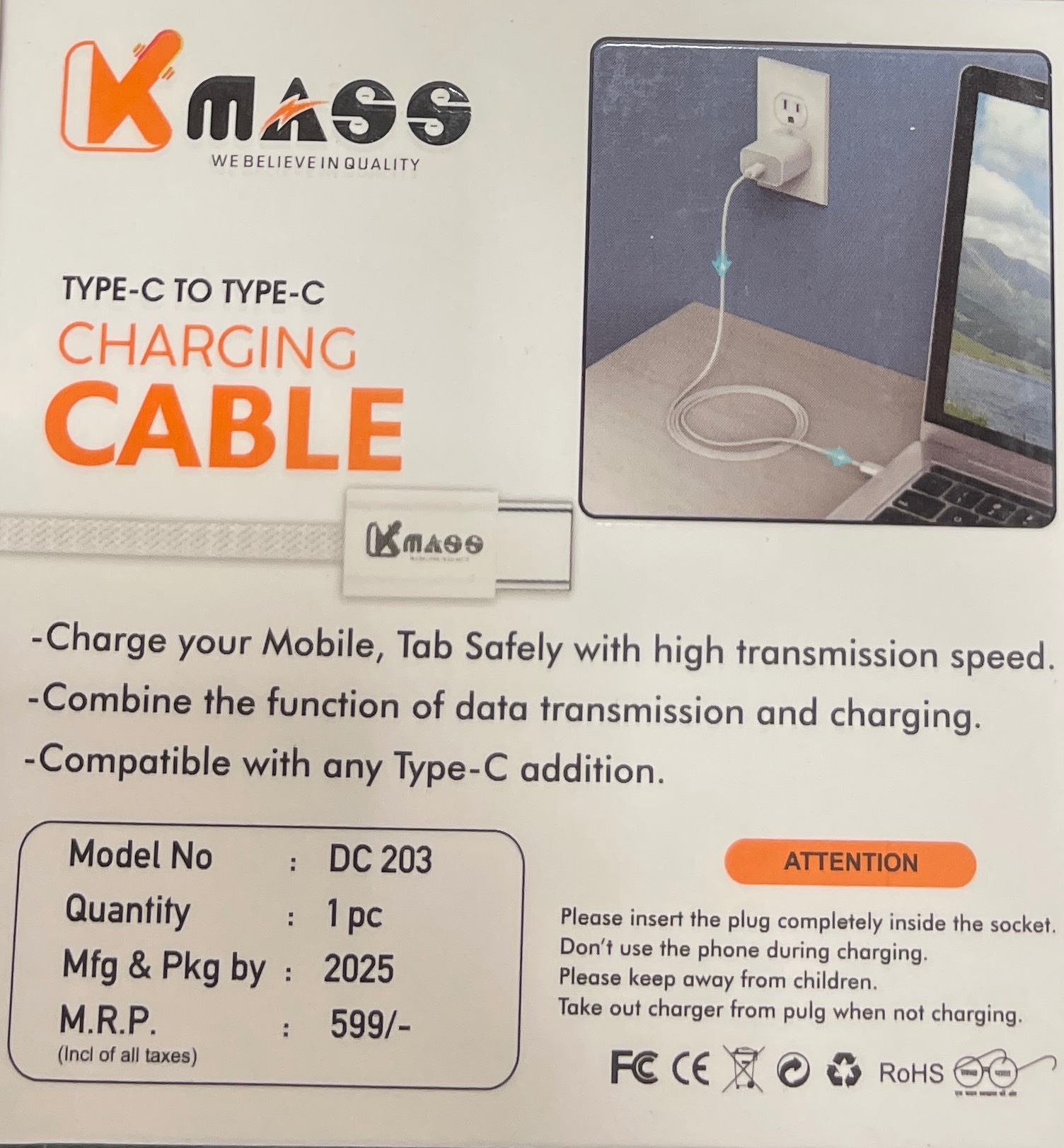 Kmase DC 203 Type-C to Type-C Fast Charging Data Cable in M M MOBILES-https://media.vyaparify.com/vcards/products/488892/product_1768574623_696a4e9f12771.png Image