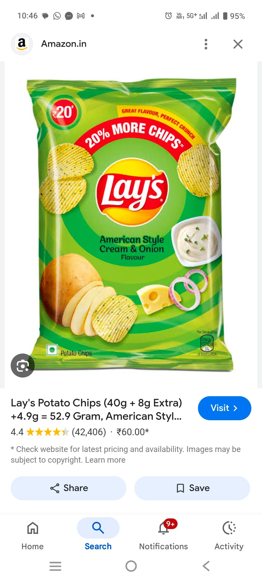 Lay's Potato Chips - American Style Cream & Onion in Kanathur - Irresistibly Flavorful -  - Buy Online at JASMINE STORE