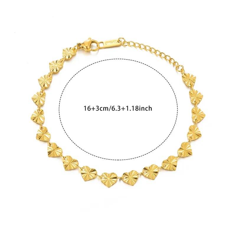18K Gold Plated, Heart-Shaped Vacuum Electroplated Bracelet - LUCKY COLLECTIONS
