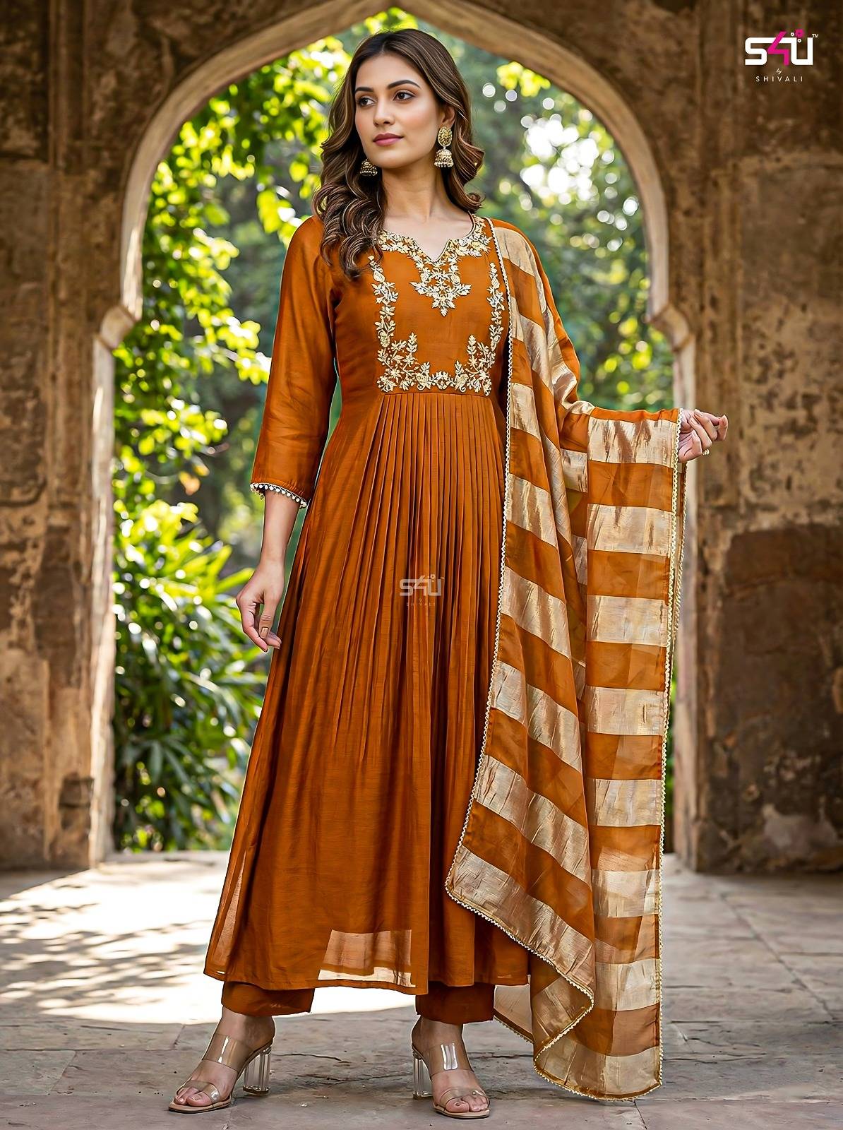 Chanderi Fabric Women's Clothing in Brahmaniyapara Featuring Boutique Handwork -  - Buy Online at RIDDHI FASHION