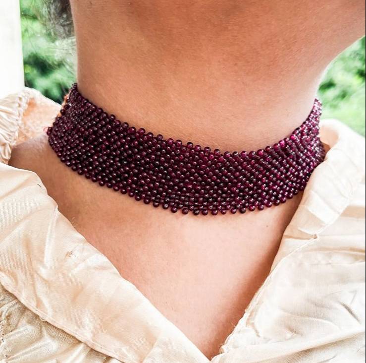 Garnet Choker Necklace and Bracelet - Image 3
