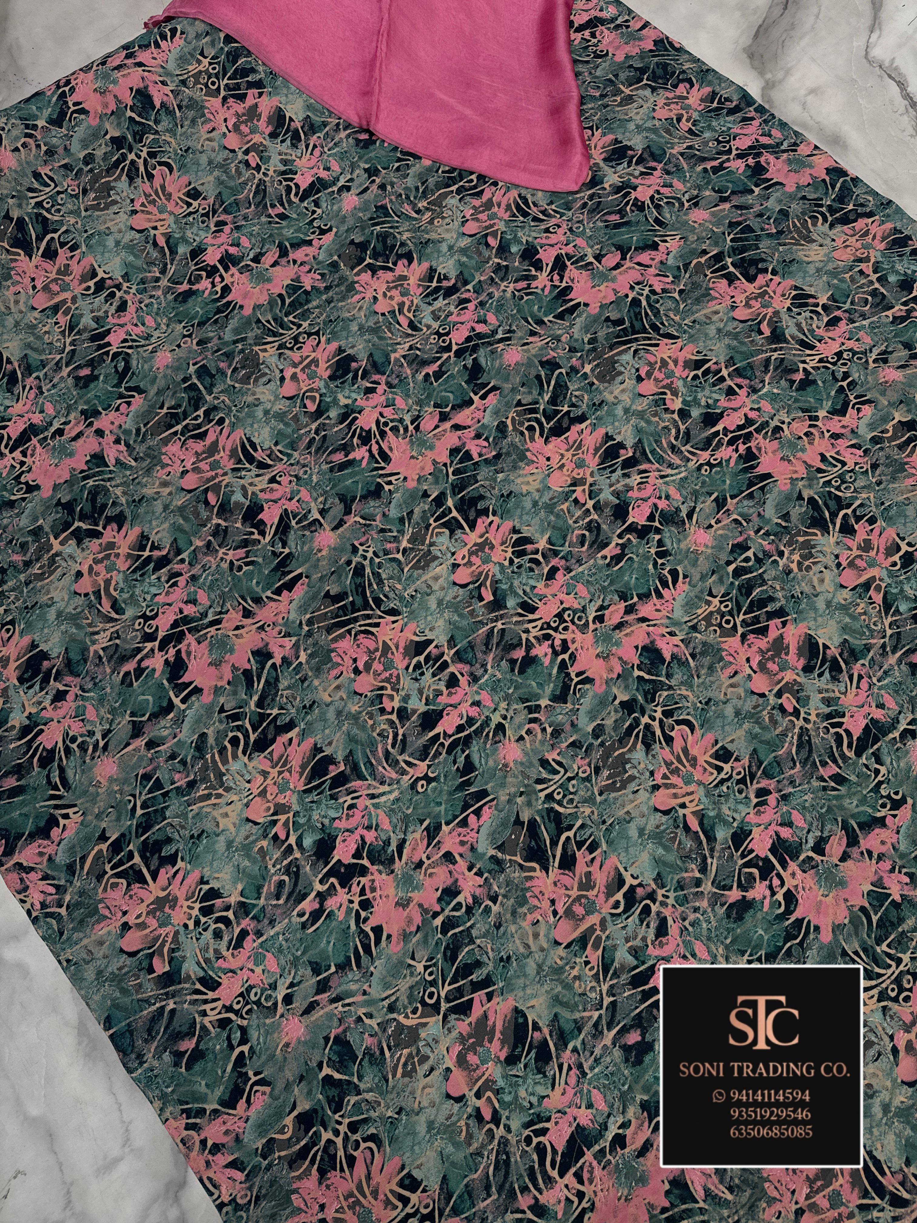 Shilky Shyam Floral Print Fabric in Chittorgarh: Vibrant design -  - Buy Online at SHREE KHATU SHYAM SILK