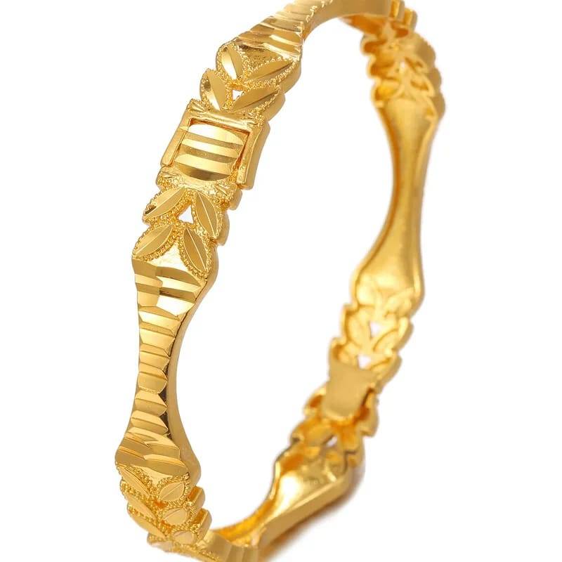 Classic Style Solid Colour Copper 18K Gold Plated Bangle in Anj, Elegant Accessory - Image 3