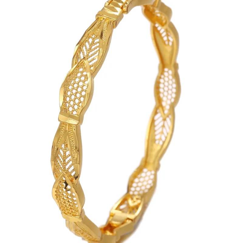 Classic Style Solid Colour Copper 18K Gold Plated Bangle in Anj, Elegant Accessory - Image 4