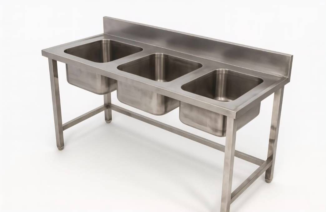 Commercial Sink Stainless Steel in Daru Godam Three-Compartment Durable -  - Buy Online at MAHALAXMI STEEL FURNITURE