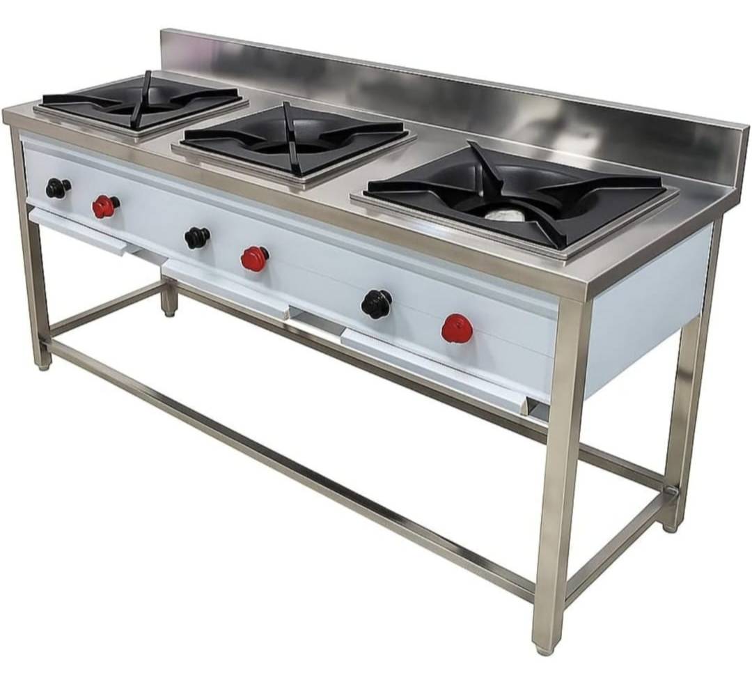 Industrial Triple Burner Gas Stove in Daru Godam - Efficient Cooking Power -  - Buy Online at MAHALAXMI STEEL FURNITURE
