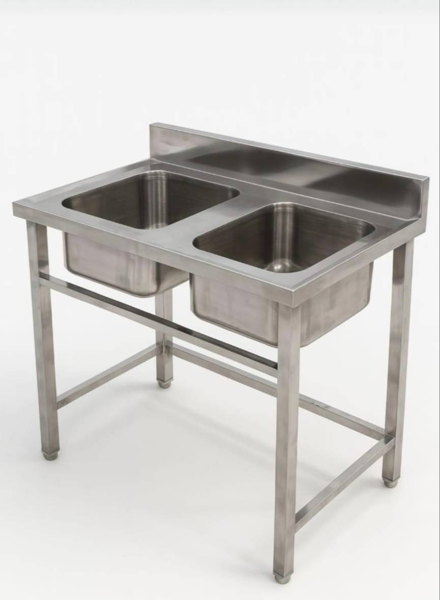 Stainless Steel Double Bowl Sink in Daru Godam - Efficient Kitchen Operations -  - Buy Online at MAHALAXMI STEEL FURNITURE