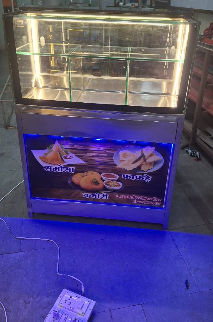 Glass Display Counter Illuminated in Daru Godam with LED Lighting -  - Buy Online at MAHALAXMI STEEL FURNITURE