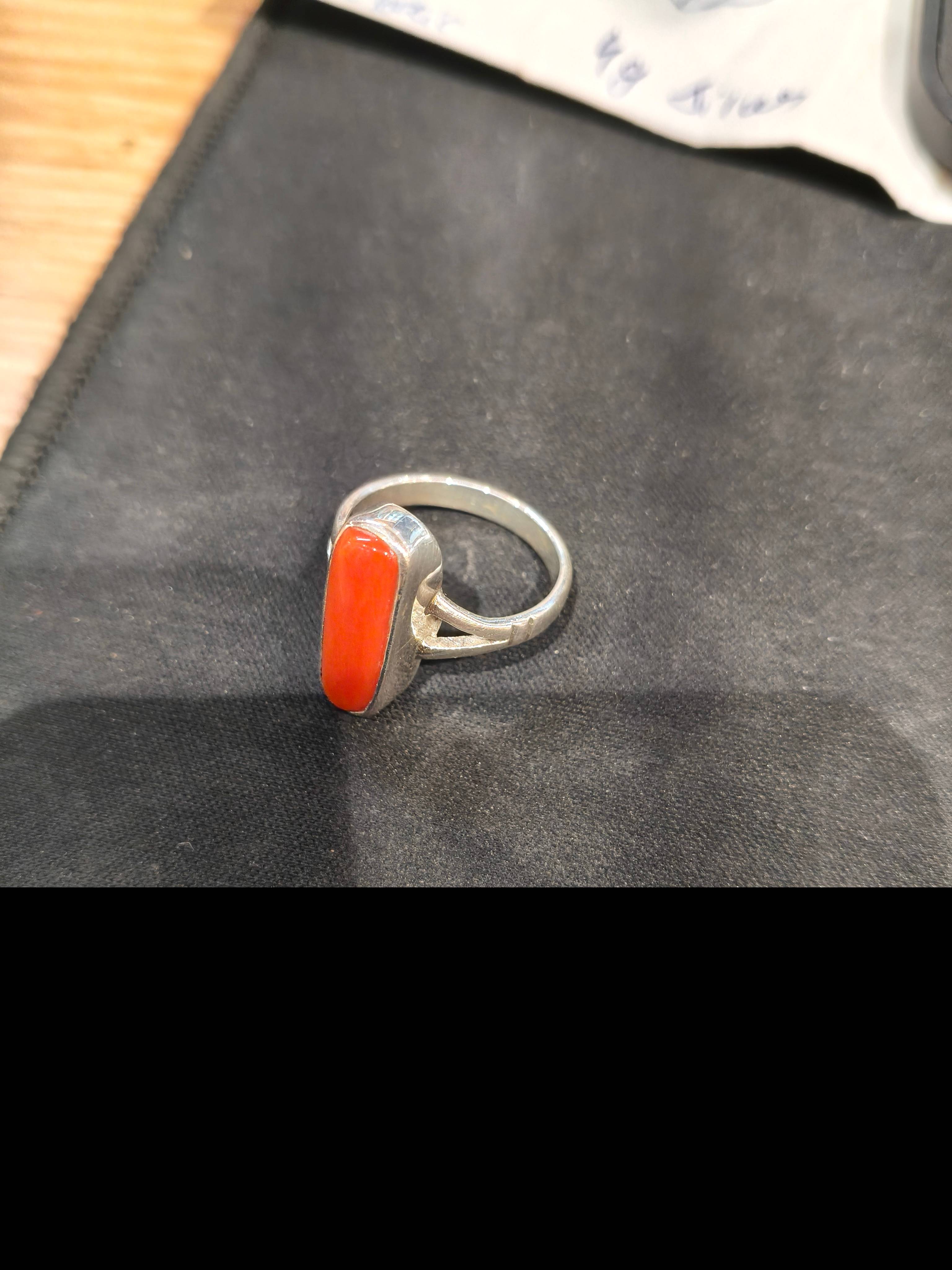 Jewelry/Silver Coral Ring in Zirakpur - Vibrant Gemstone