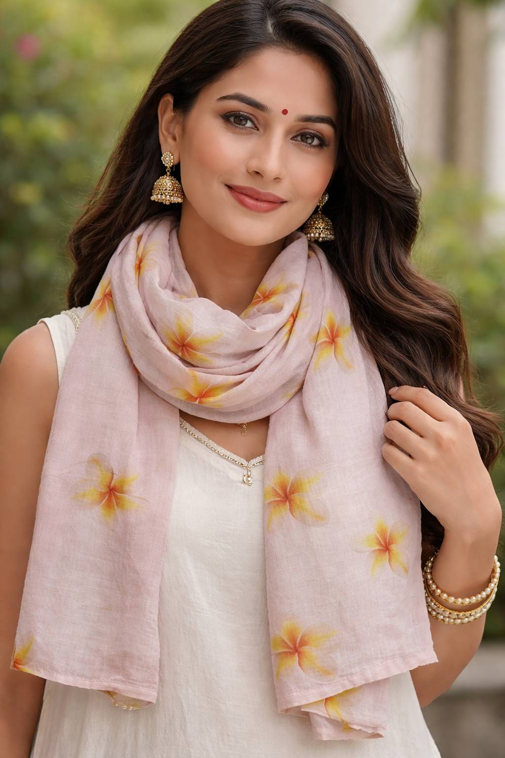 100% Cotton Scarf in New Panvel Featuring Champa Flower Motif -  - Buy Online at VAISHALI LAXMAN HONRAO