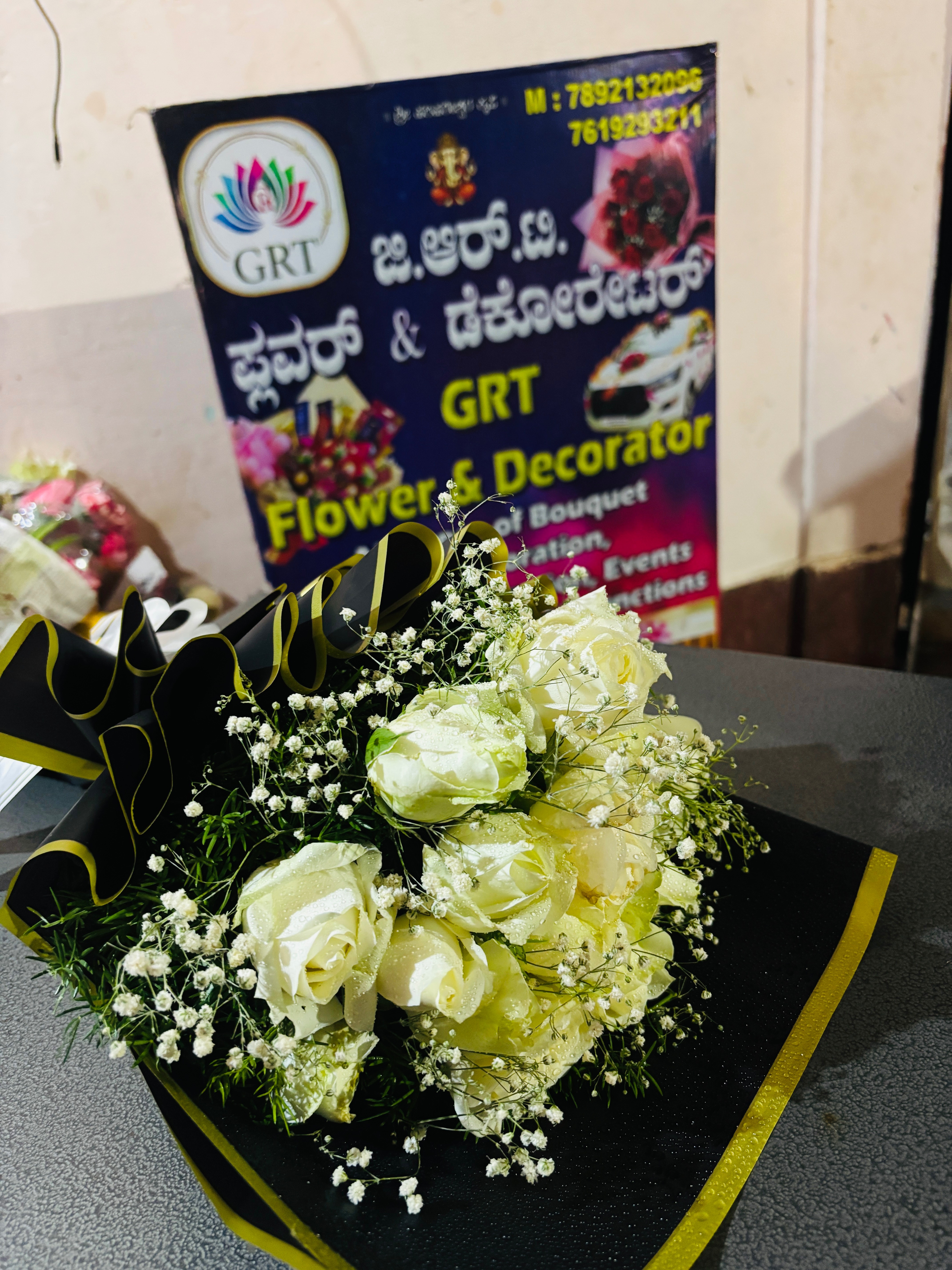  Flowers/Flower Bouquet in Davanagere: 10 White Rose Bouquet for Expressing Love GRT FLOWER AND DECORATOR BIET COLLEGE ROAD  SIDDAVERAPPA  BADAVANE BESIDE HEMAVATHI HOSTEL DAVANAGERE 577004 577004LANDMARK Beside Hemavathi Hostel