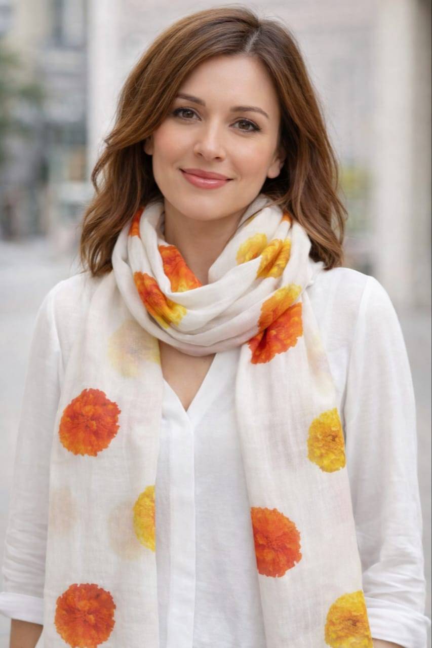  Cotton Scarf in New Panvel: 100% Cotton Scarf Dyed with Marigold VAISHALI LAXMAN HONRAO C O HARIOMENTERPRISES SHOPNO 68 KISAN SERIVALE MARKET SECTOR 3 NEW PANVEL NEAR DAV SCHOOL