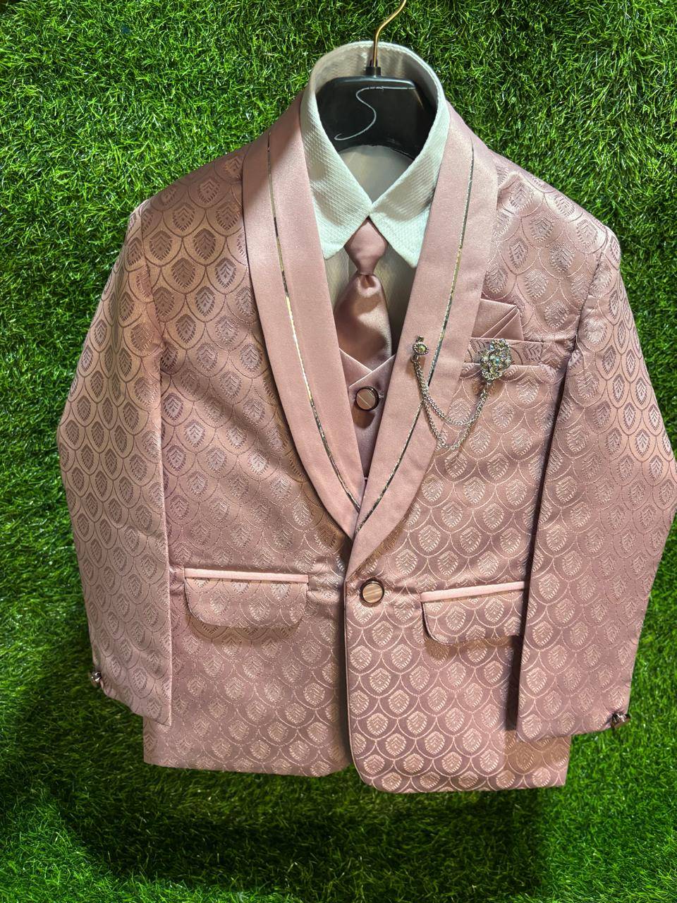 Kids Tuxedo in Ulhasnagar: Elegant Pink Brocade for Formal Events -  - Buy Online at SUDHA GARMENTS