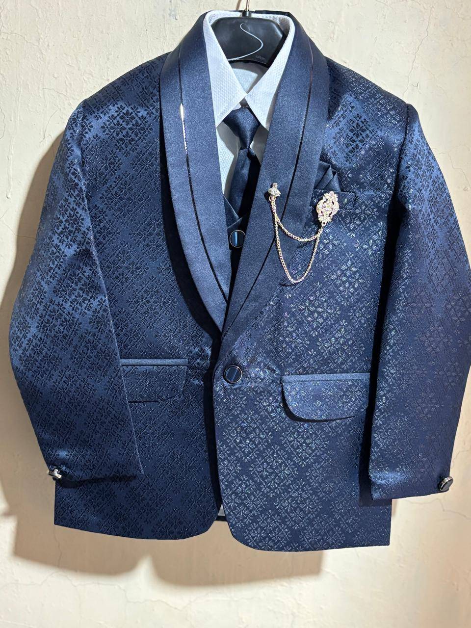 Kids Blazer Set in Ulhasnagar: Elegant Navy Blue with Intricate Patterns -  - Buy Online at SUDHA GARMENTS