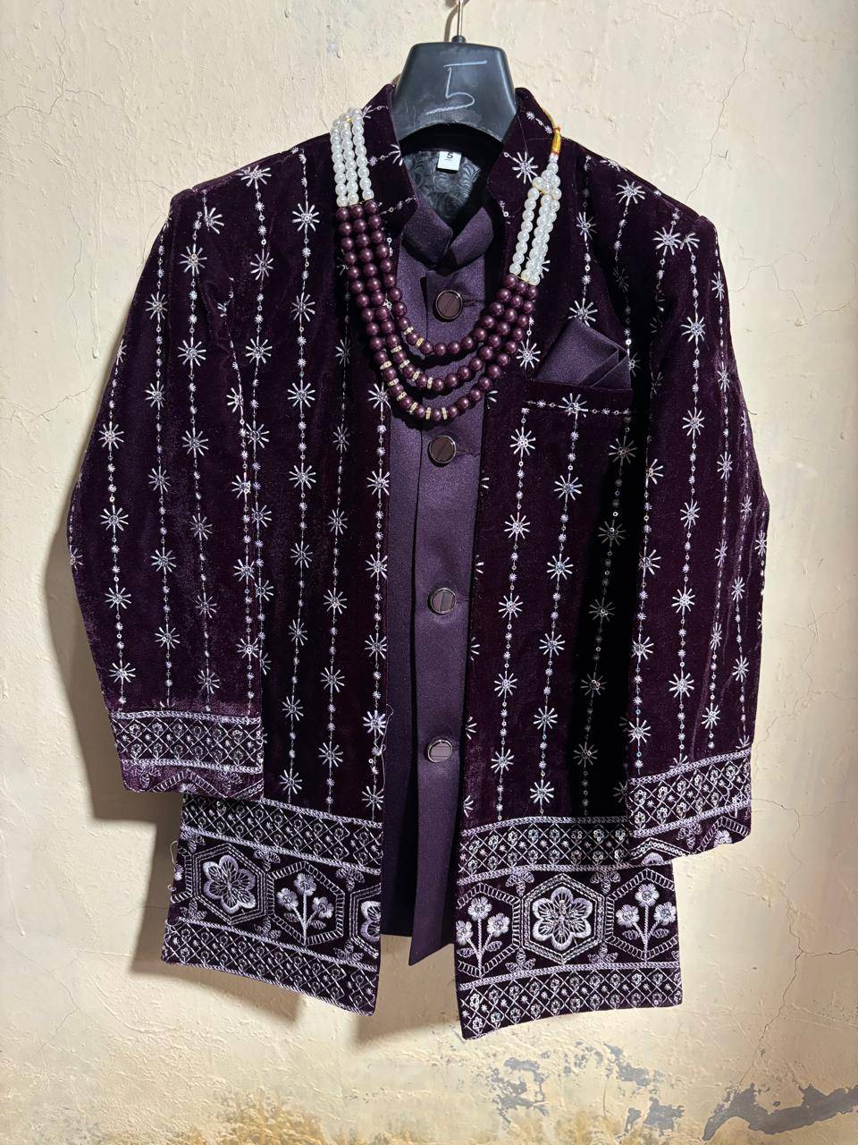 Sherwani Embroidered Velvet in Ulhasnagar: Elegant Indo-Western Style -  - Buy Online at SUDHA GARMENTS