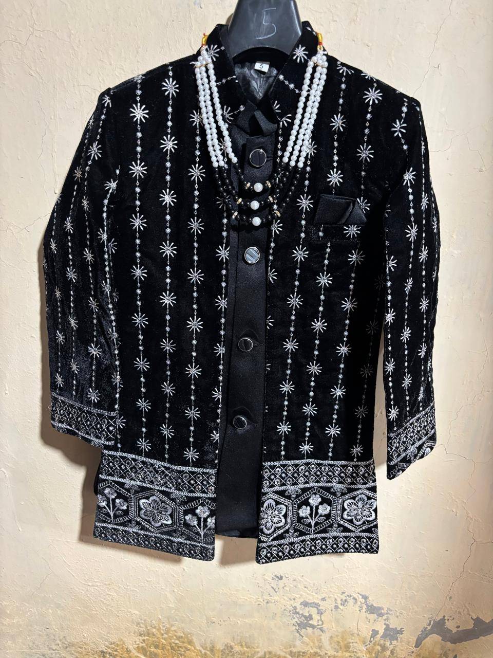  Kids Sherwani Traditional Black Embroidered in Ulhasnagar Elegant Festive Wear SUDHA GARMENTS GROUND FLOOR AZAD NAGAR PROP NO 017223400 ULHASNAGAR 2 ULHASNAGAR THANE ULHASNAGAR ULHASNAGAR 421002 LANDMARK AZAD NAGAR