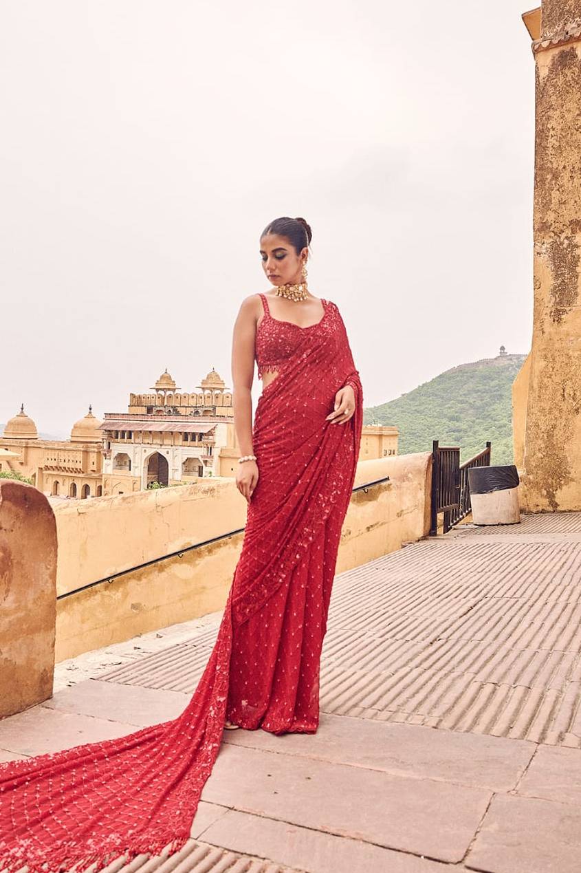 Ethnic Wear Red Saree in Brahmaniyapara - Elevate Your Style -  - Buy Online at RIDDHI FASHION