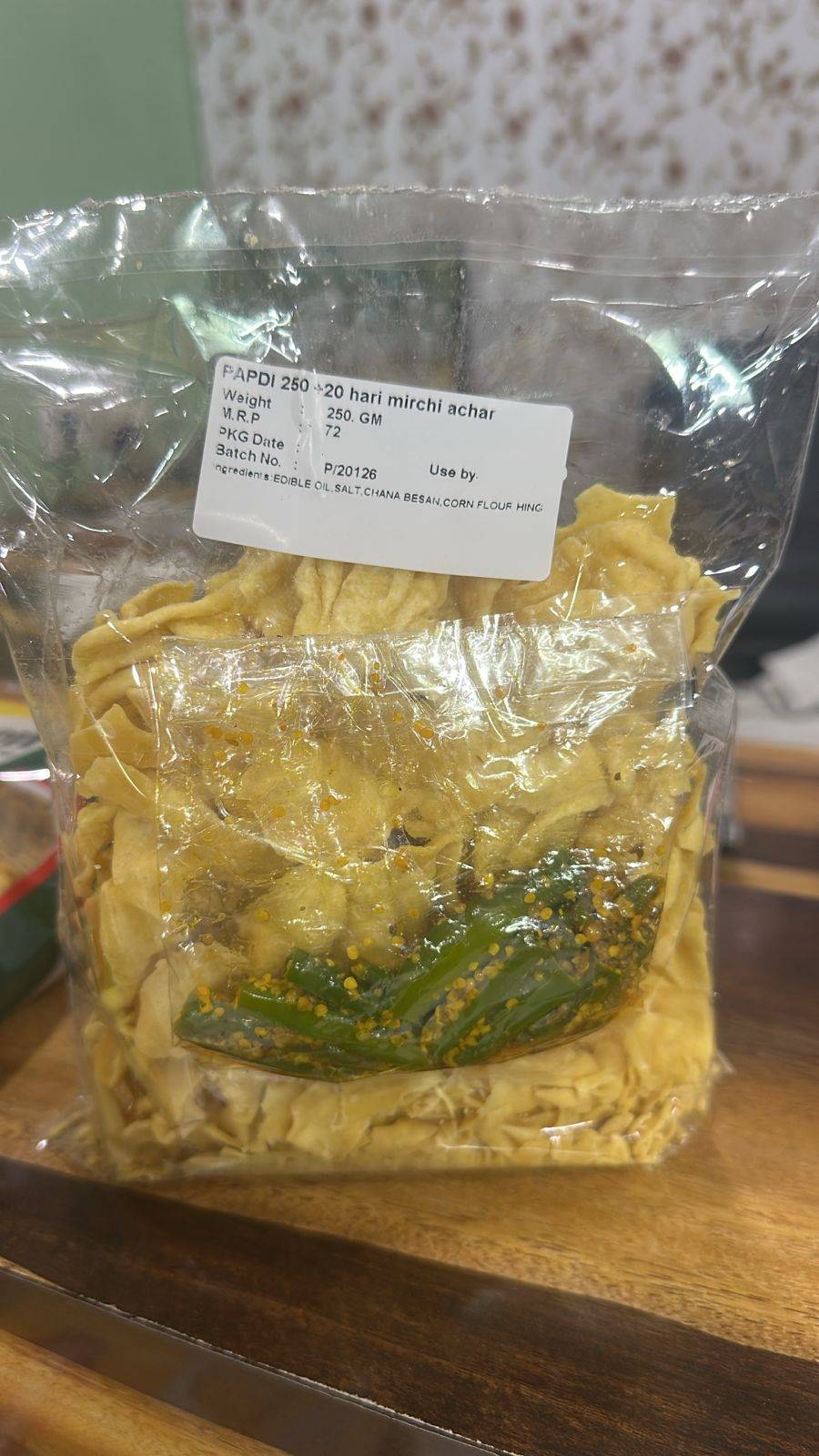  Papdi with Hari Mirchi Achar in Jaijaipur - Spicy Green Chili Pickle DEWANGAN PROVISION STORE DEWANGAN PROVISION  NEAR NEW BUS STAND  DEWANGAN PROVISION STORE BARADWAR MARG JAIJAIPUR LANDMARK Near New Bus Stand