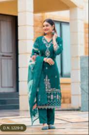  Fashion/Embroidered Green Salwar Suit in GMC House No 9 - Festive Wear OM FASHIONS GMC HOUSE NO 9  BYLANE 11 BG  COLONY PRAGJYOTIS NAGARLANDMARK NEAR KASH VIJOY