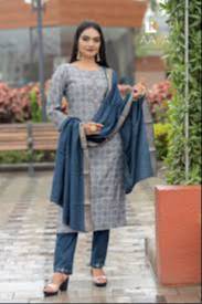 Women's Salwar Suit in Guwahati: Elegant Grey & Blue Printed Design OM FASHIONS GMC HOUSE NO 9  BYLANE 11 BG  COLONY PRAGJYOTIS NAGARLANDMARK NEAR KASH VIJOY