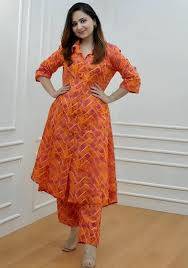  Women's Clothing: Orange Printed Kurta Set in Guwahati - Vibrant Design OM FASHIONS GMC HOUSE NO 9  BYLANE 11 BG  COLONY PRAGJYOTIS NAGARLANDMARK NEAR KASH VIJOY