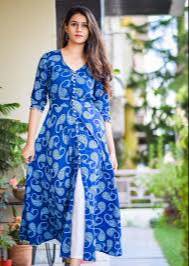  Women's Kurti in GMC House No. 9, Blue Floral Print OM FASHIONS GMC HOUSE NO 9  BYLANE 11 BG  COLONY PRAGJYOTIS NAGARLANDMARK NEAR KASH VIJOY