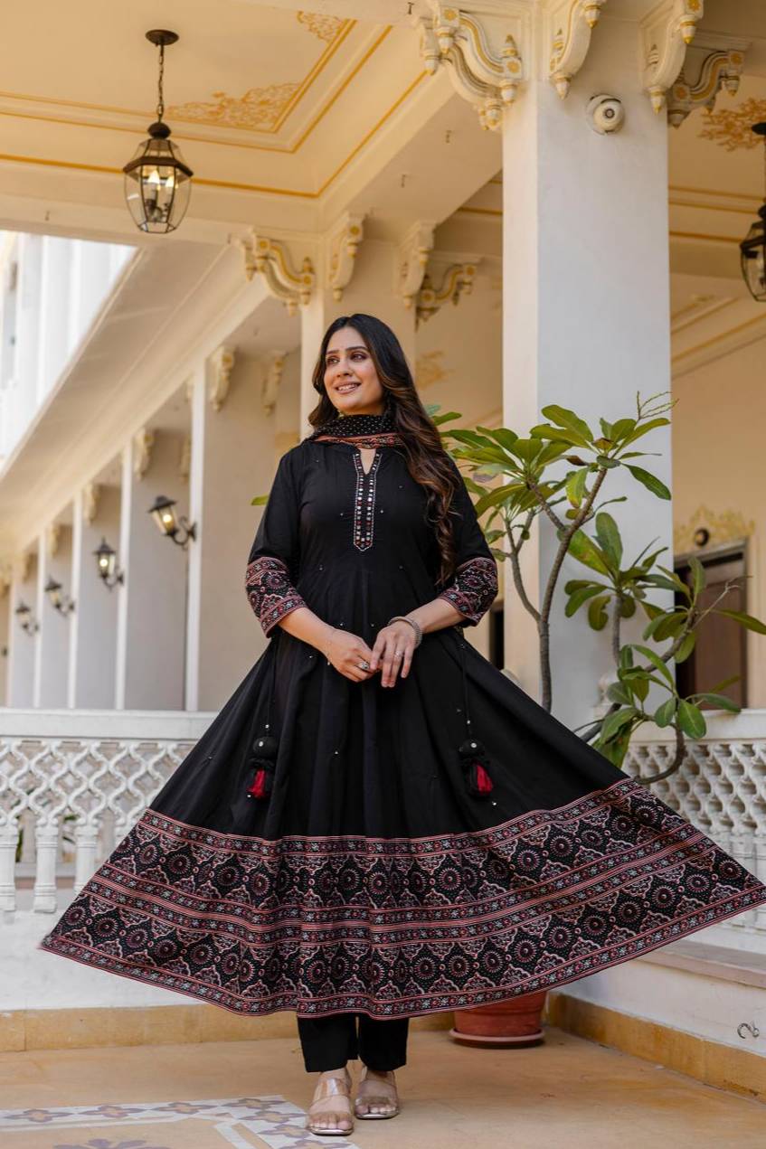 Anarkali Kurtas in BRAHMANIYAPARA with Premium Cotton Fabric -  - Buy Online at RIDDHI FASHION