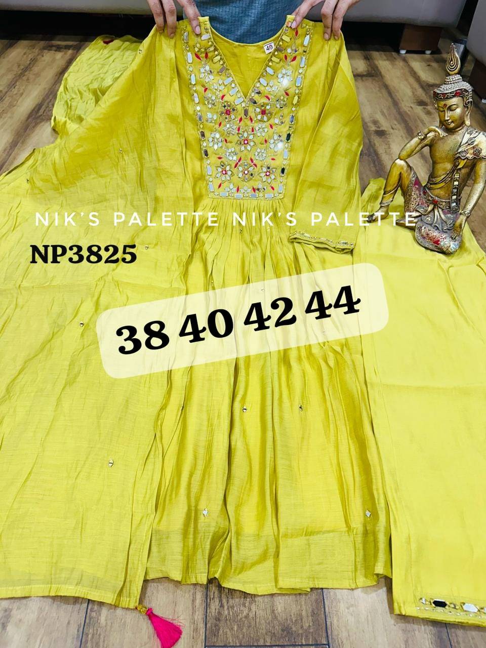 Premium silk anarkali kurta with pant and dupatta detailed with zari sequins work Zari weaving dupatta -  - Buy Online at RIDDHI FASHION