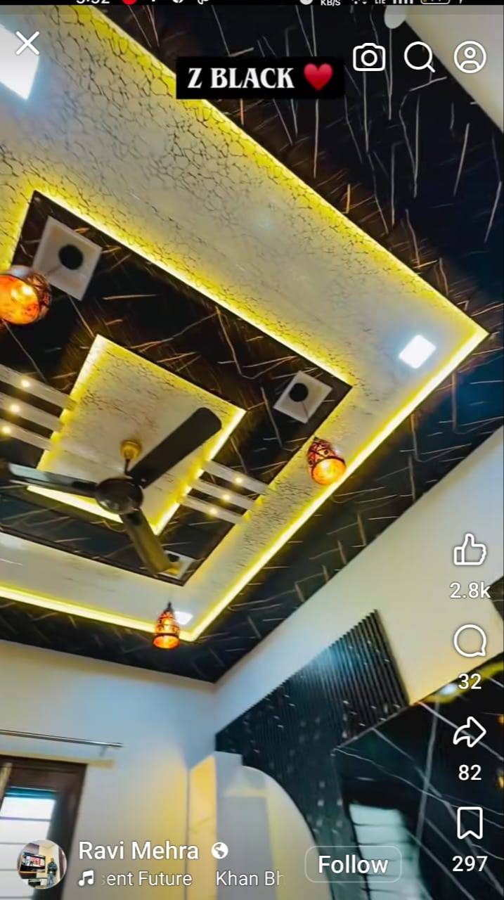 Z Black Modern Ceiling Design in Mohali: Unique Lighting Patterns -  - Buy Online at A K INTERIORS
