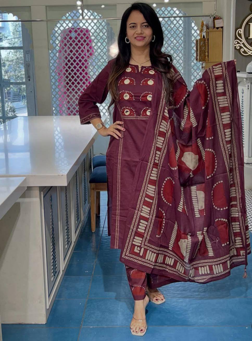 Cotton Suit Set in BRAHMANIYAPARA with Comfort and Elegance -  - Buy Online at RIDDHI FASHION