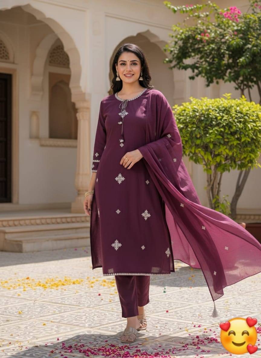 Ethnic Wear: Beautiful Pure Cotton 60x60 Fabric Embroidery Kurta in BRAHMANIYAPARA with Cotton Pant -  - Buy Online at RIDDHI FASHION