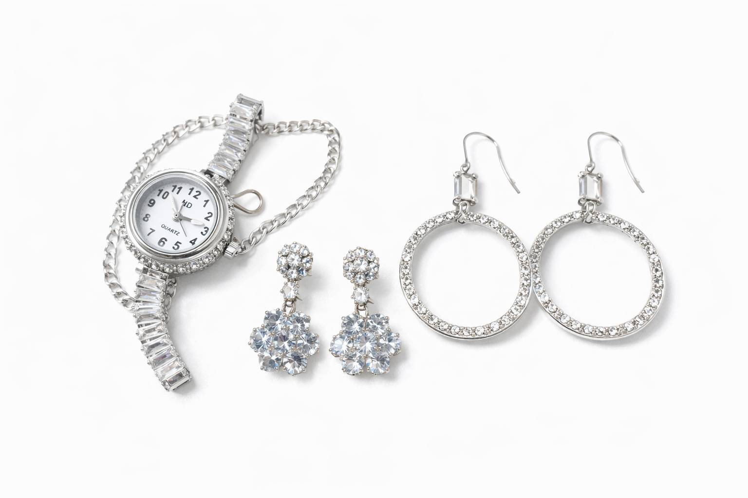 Elegant Silver Watch and Earrings Set in Amroha: Perfect for Special Occasions