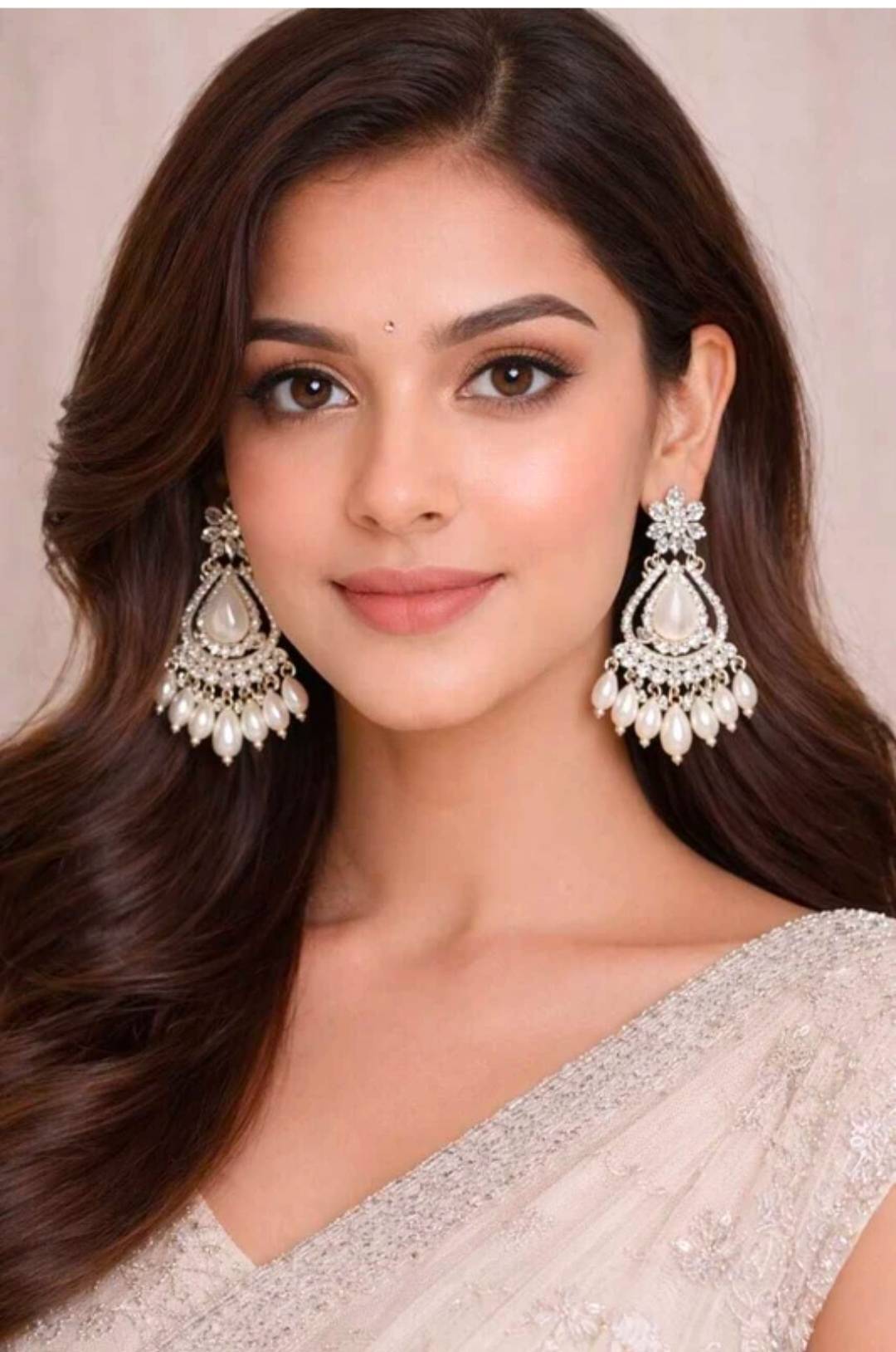 Elegant Pearl Drop Chandbali Earrings in Amroha - Stylish Statement