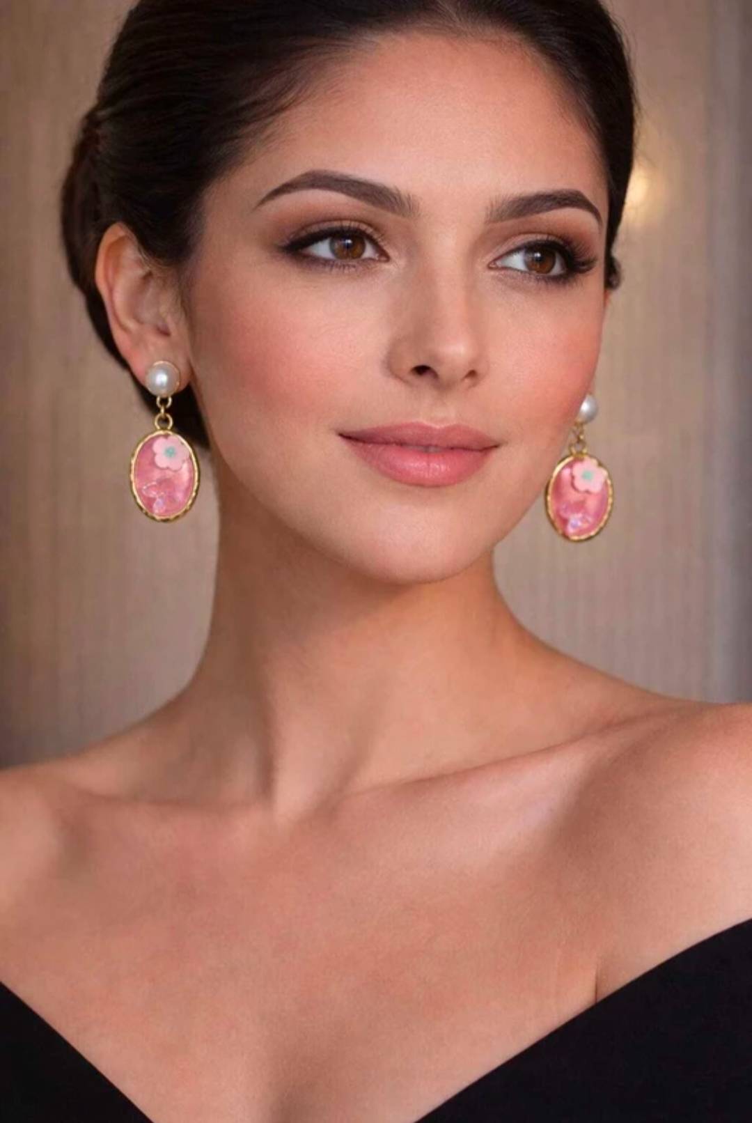 Elegant Floral Pearl Drop Earrings in Amroha - Timeless Beauty - Image 3