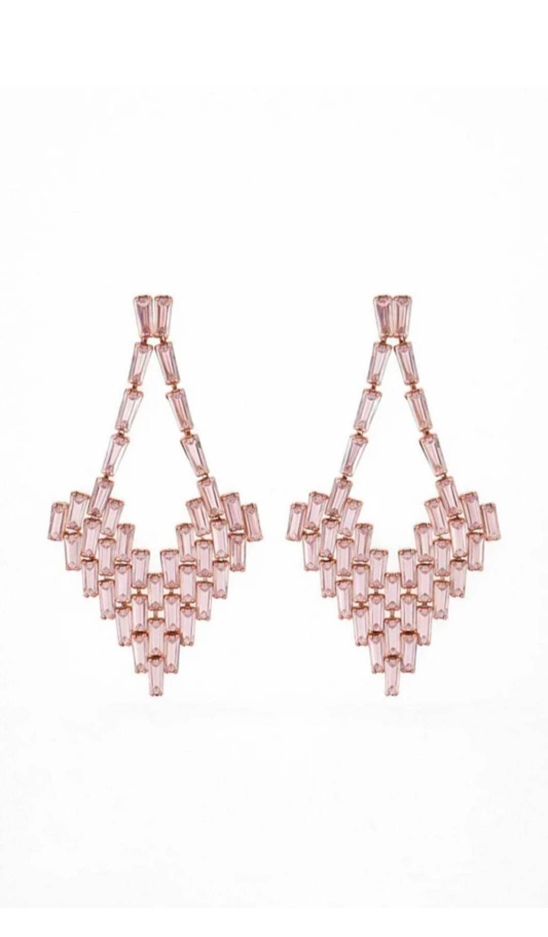 Geometric Pink Crystal Earrings in Amroha: Stylish Sparkle