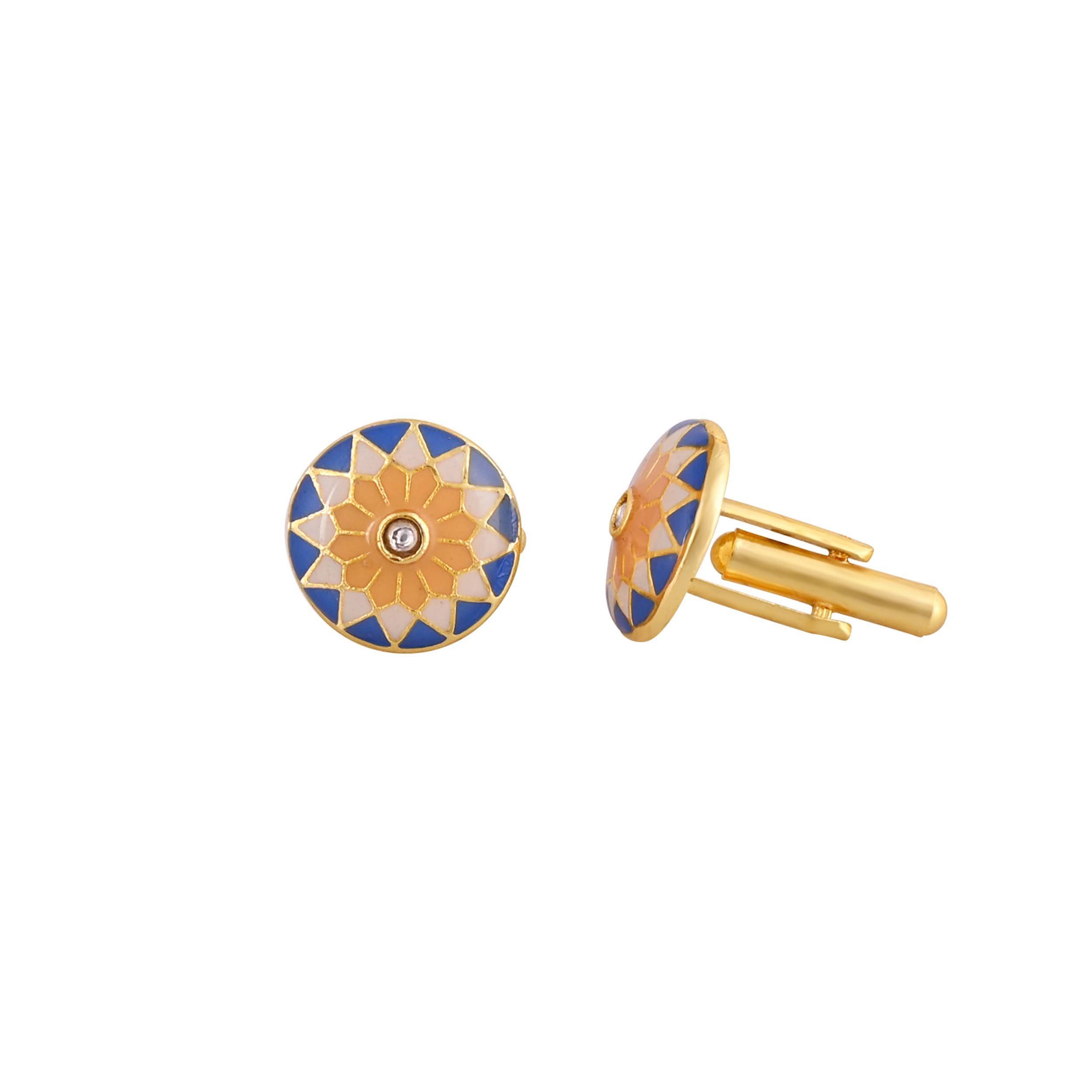 Elegant Gold Plated Blue Cufflink in Johkibazar: Sophistication Redefined - Image 2