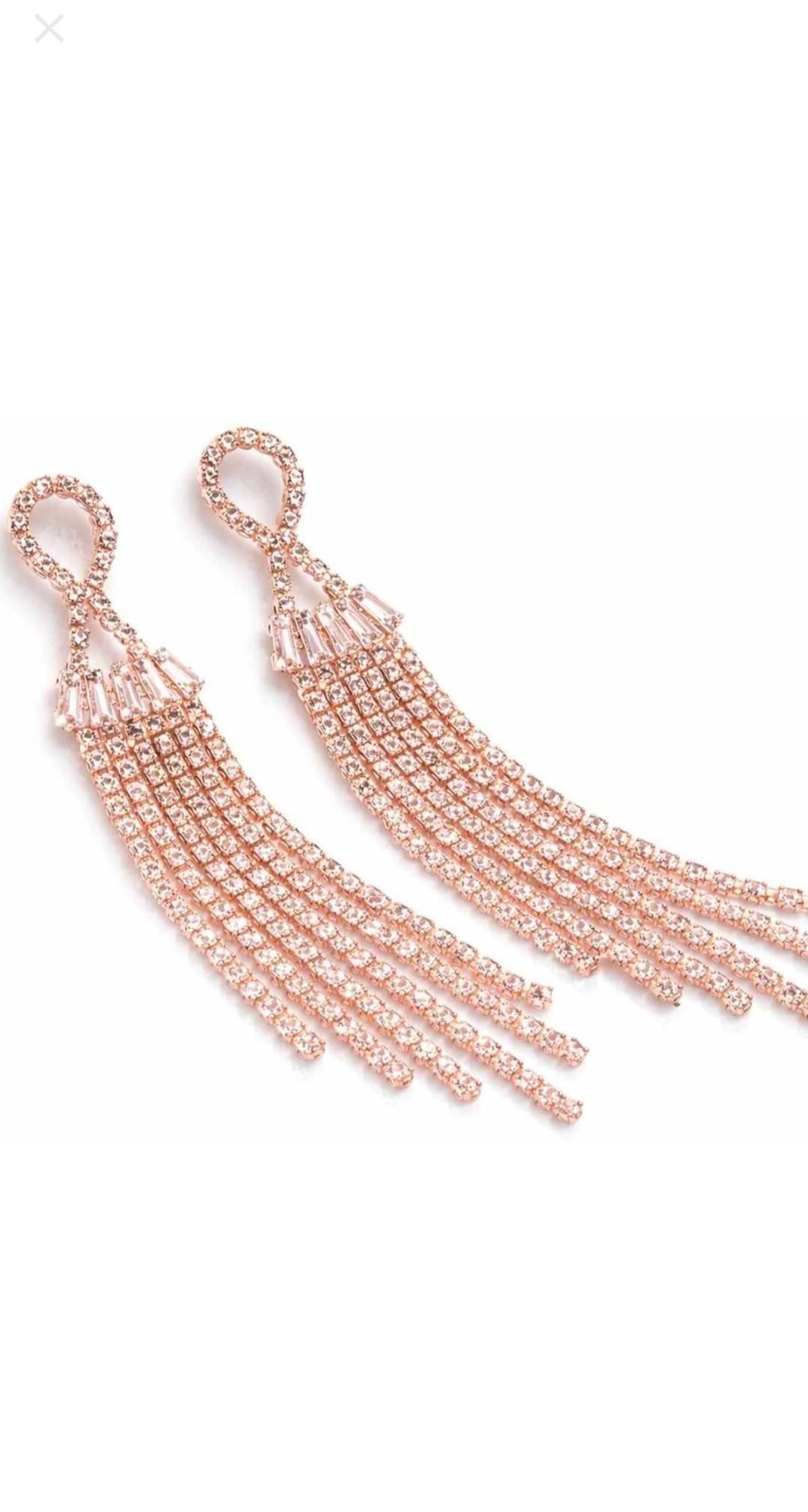 Elegant Rose Gold Tassel Earrings in Amroha - Sparkling Crystals