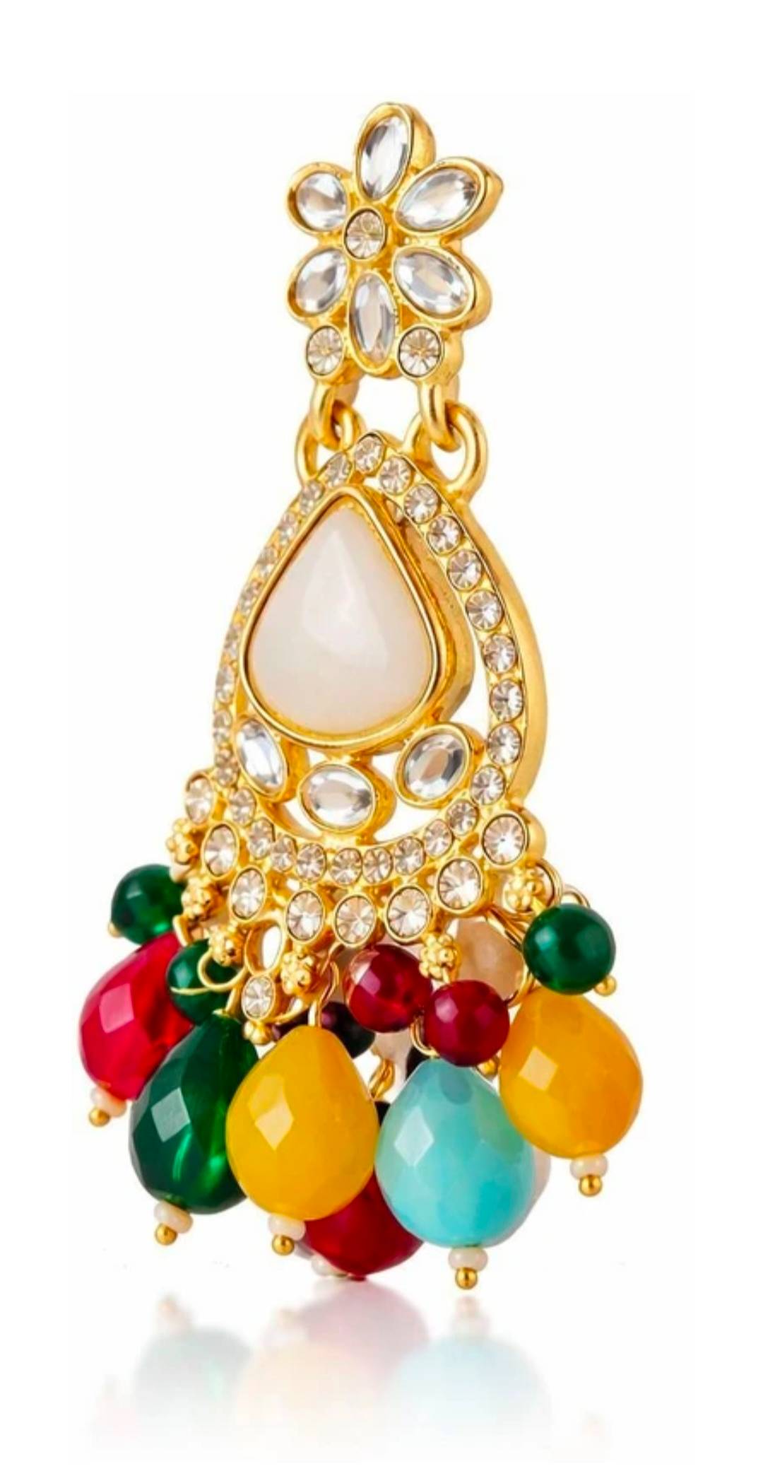 Ethnic Jhumka Earrings in Amroha - Vibrant Stones & Beads - Image 3
