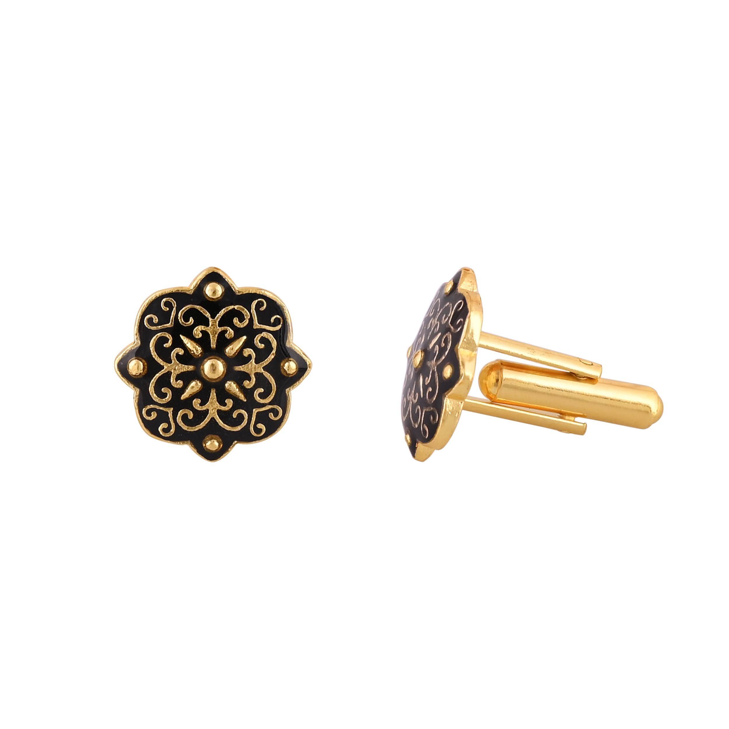 Elegant Gold Plated Black Cufflink in Johkibazar - Sophistication Redefined - Image 2