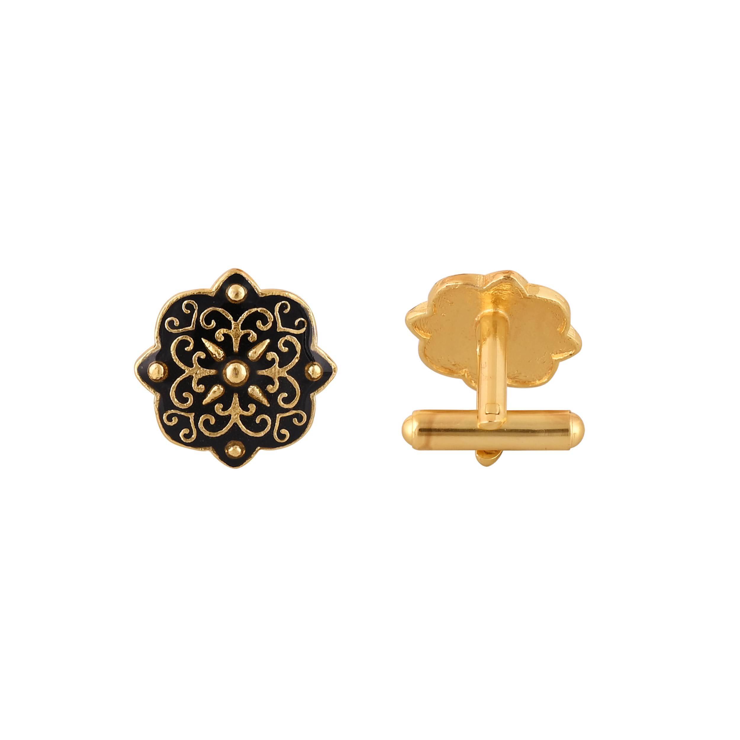 Elegant Gold Plated Black Cufflink in Johkibazar - Sophistication Redefined - Image 3