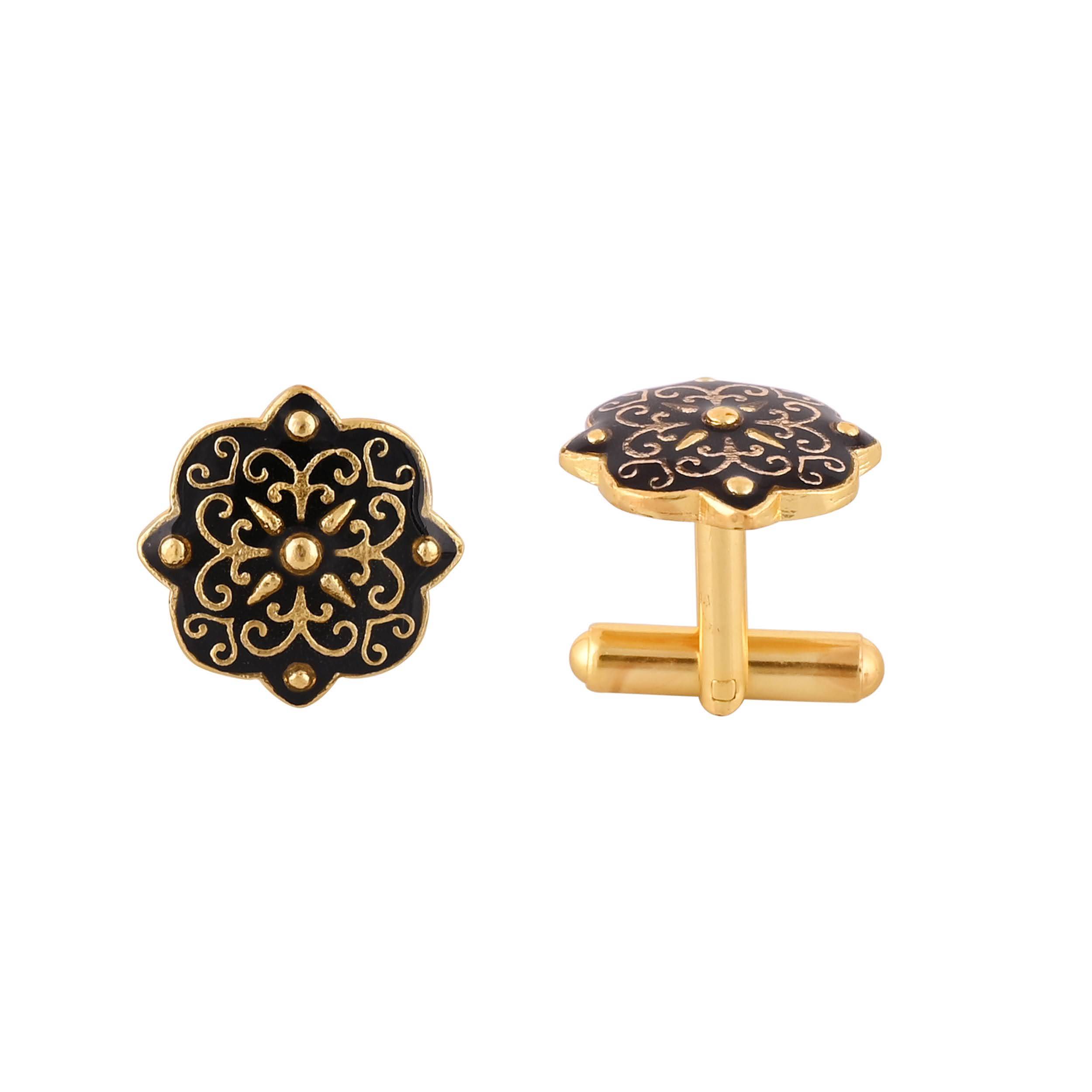 Elegant Gold Plated Black Cufflink in Johkibazar - Sophistication Redefined - Image 4