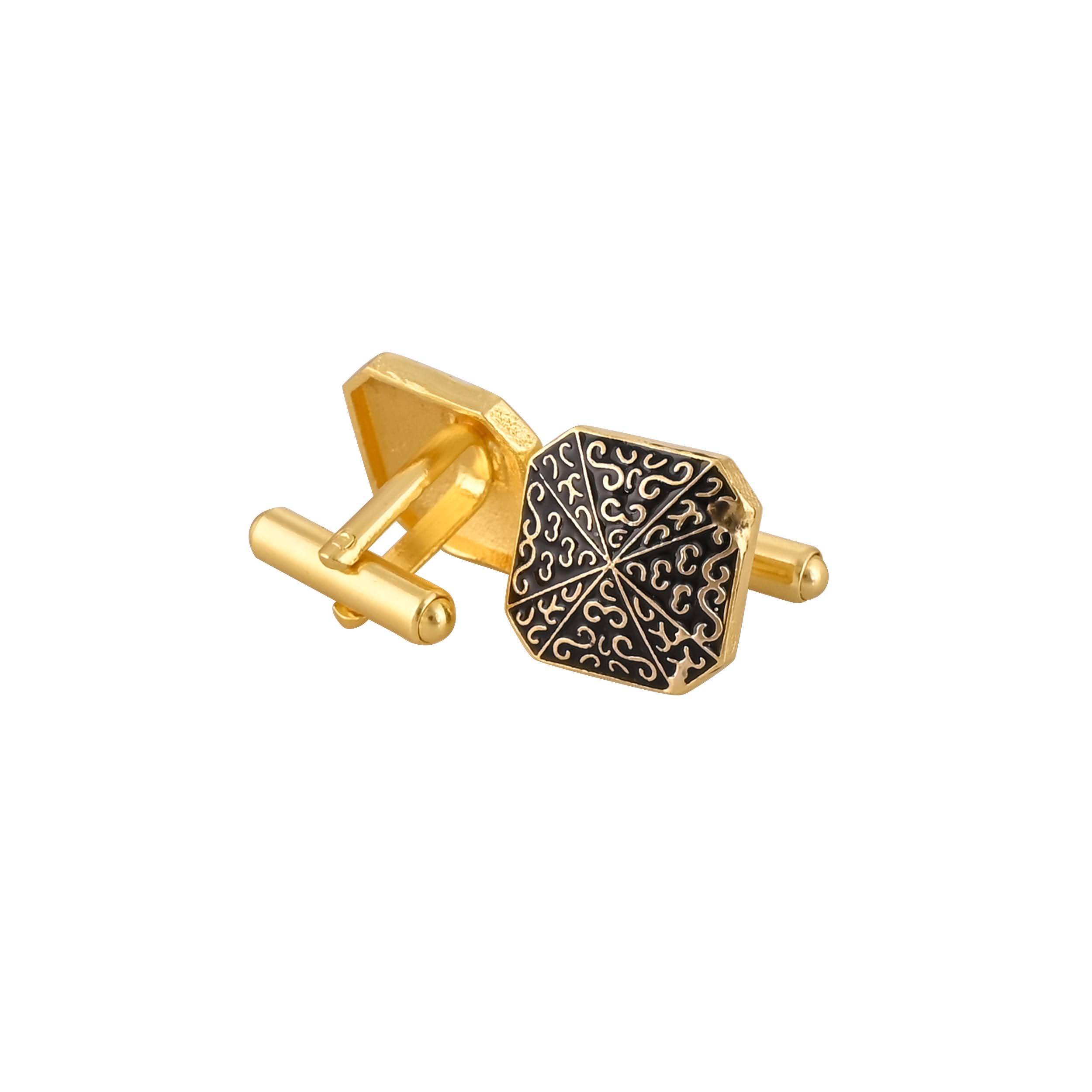 Elegant Gold Plated Black Cufflink in Johkibazar - Elevate Your Formal Attire - Image 1