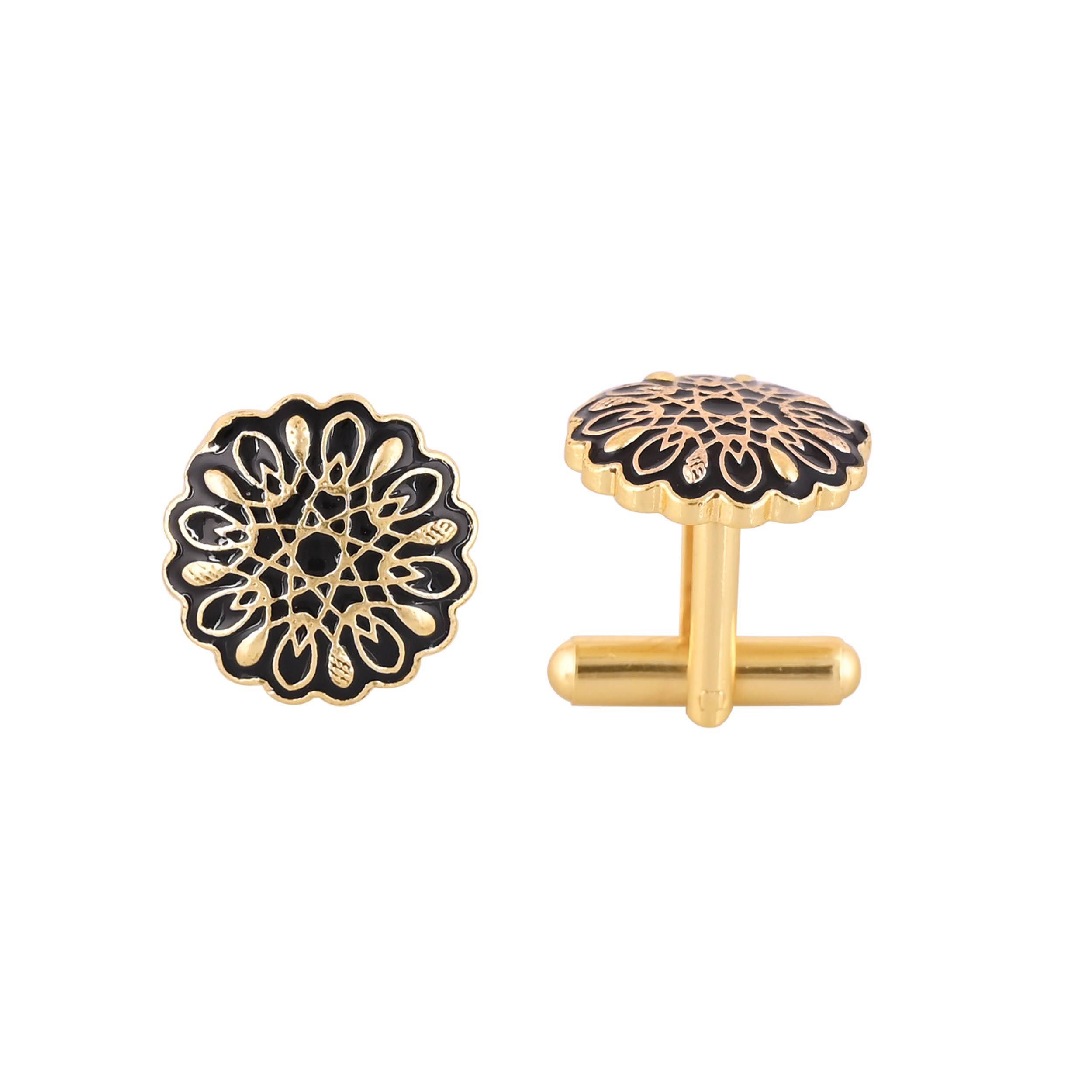 Accessories/Cufflinks in Johkibazar Elegant Gold Plated Black Cufflink - Image 1