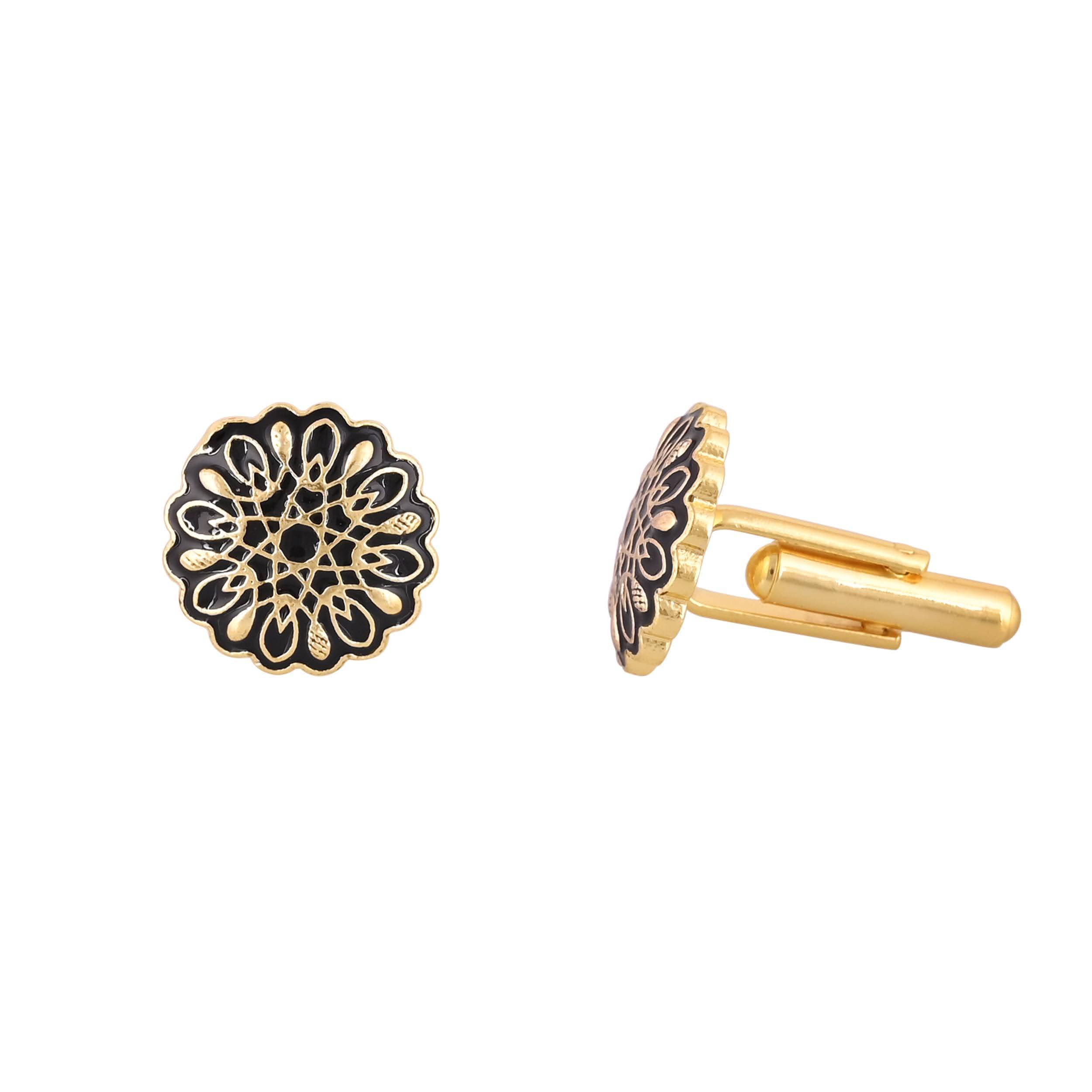 Accessories/Cufflinks in Johkibazar Elegant Gold Plated Black Cufflink - Image 3
