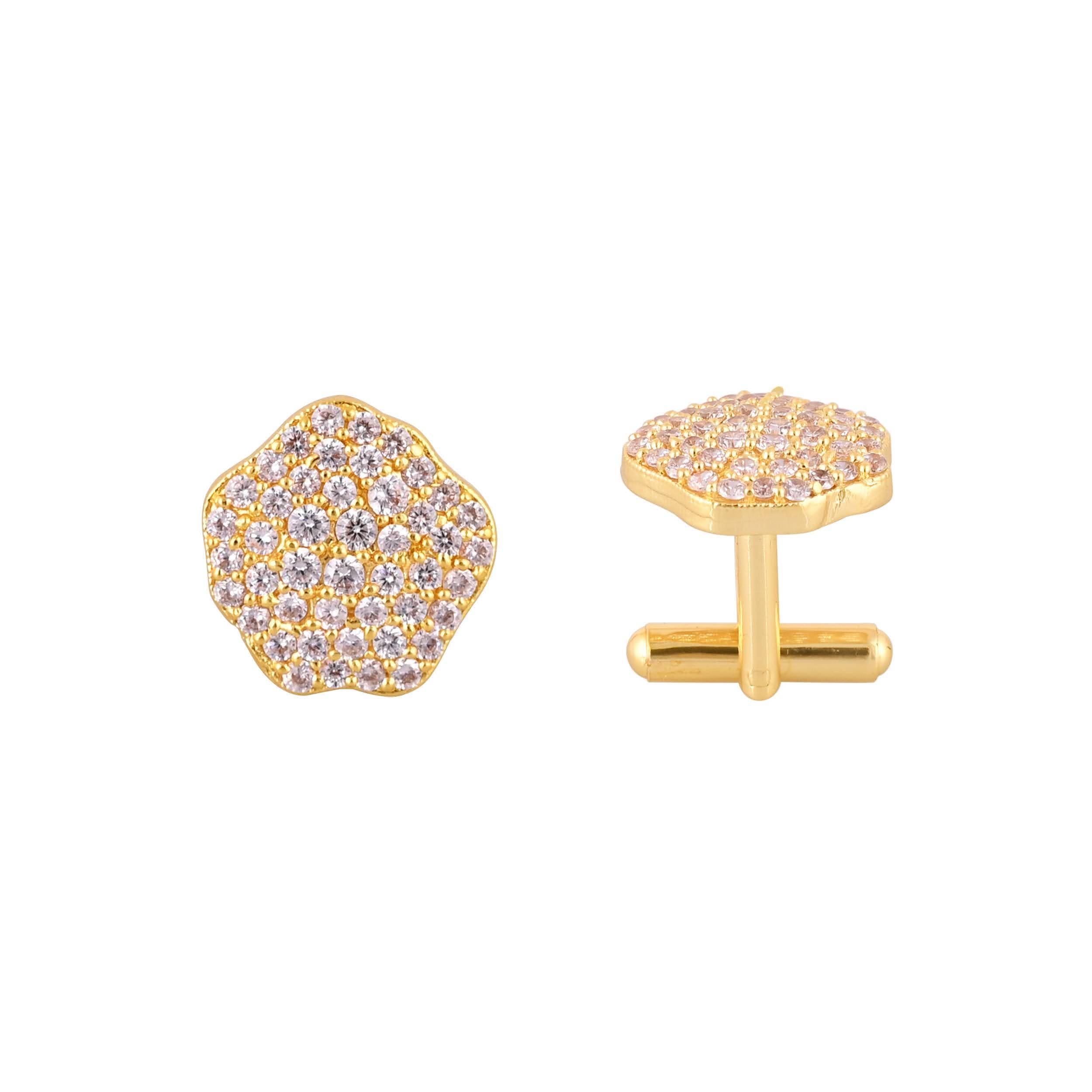 Men's Accessories: Elegant Gold Plated Stone Studded Cufflinks in Johkibazar - Elevate Your Style - Image 2