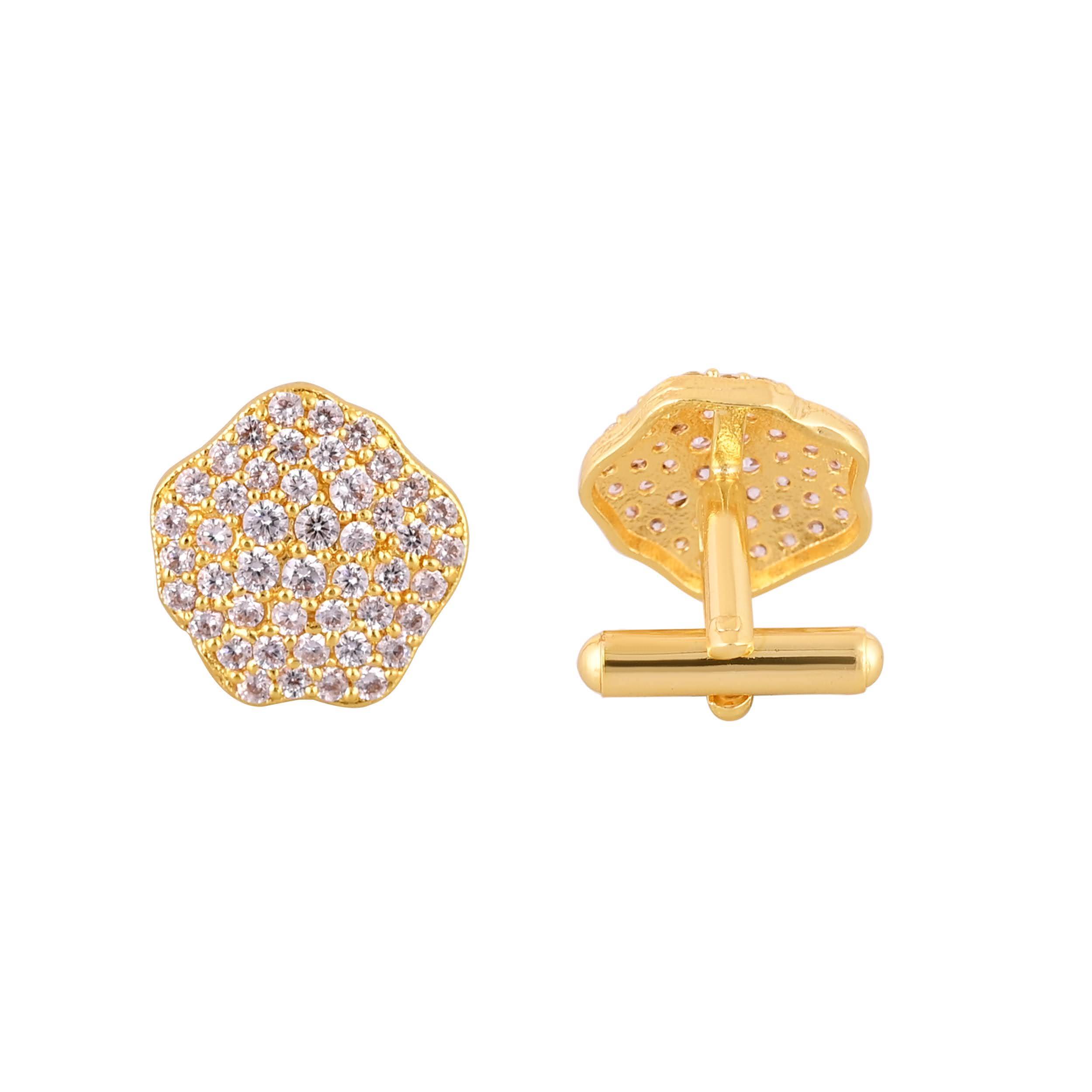 Men's Accessories: Elegant Gold Plated Stone Studded Cufflinks in Johkibazar - Elevate Your Style - Image 3