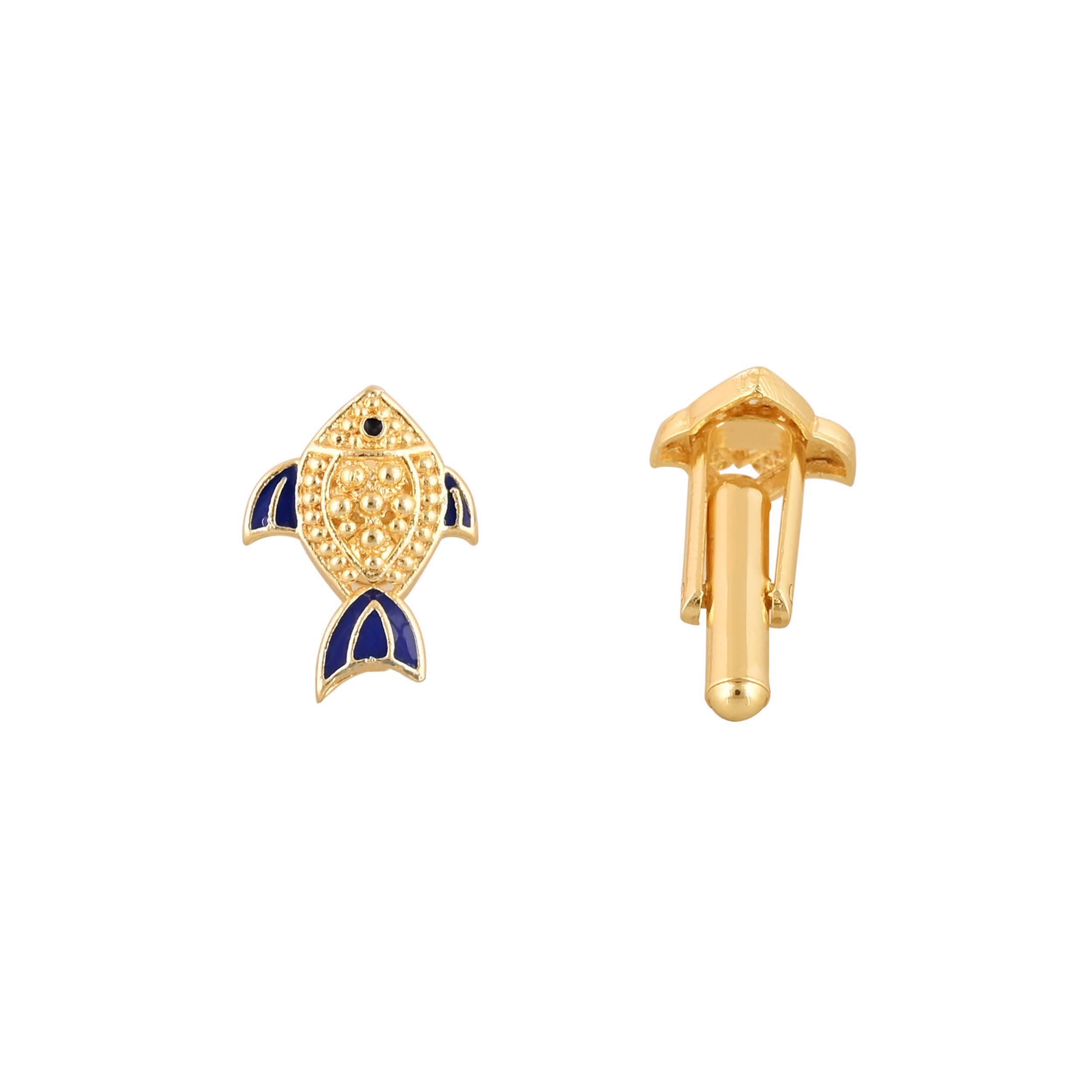 Men's Accessories: Elegant Gold Plated Fish Cufflink in Johkibazar - Sophistication Redefined - Image 2
