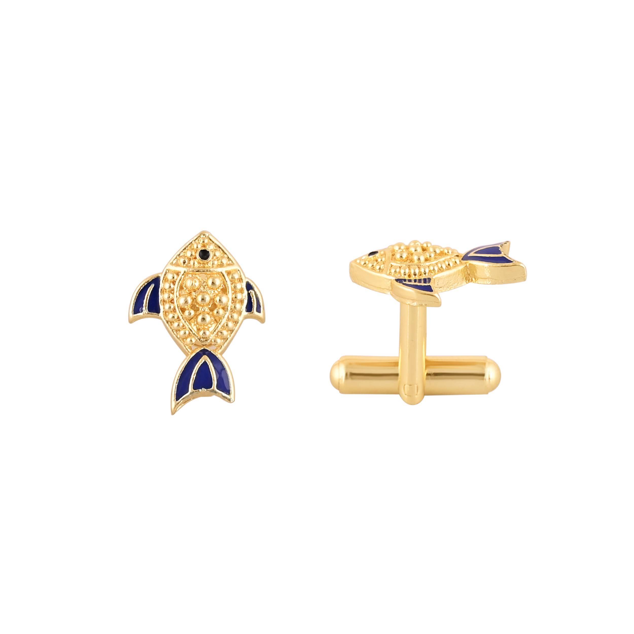 Men's Accessories: Elegant Gold Plated Fish Cufflink in Johkibazar - Sophistication Redefined - Image 3