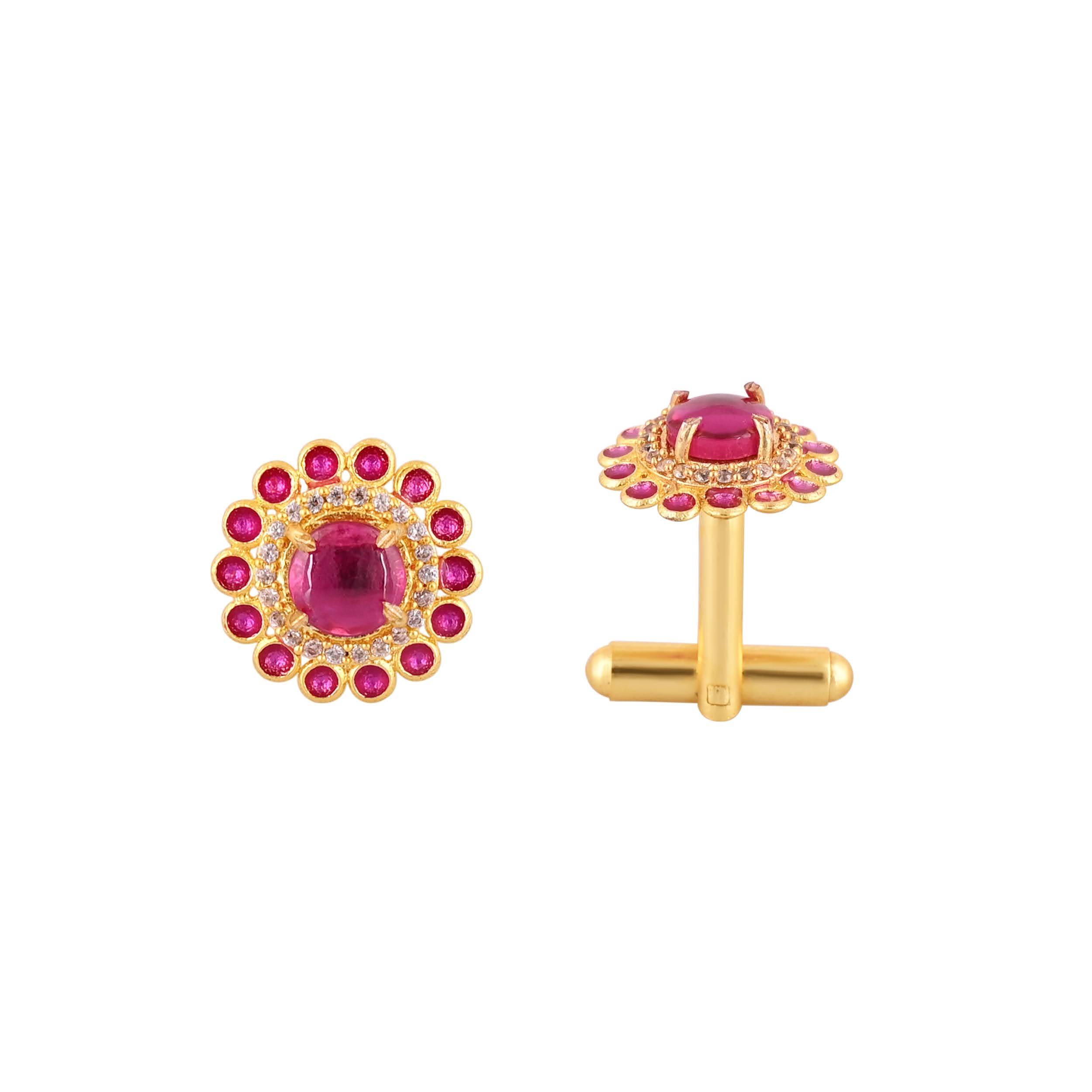 Elegant Gold Plated Red Cufflink in Johkibazar - Sophistication Redefined - Image 4